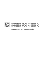 HP ProBook 4520s HP ProBook 4520s Notebook PC and HP ProBook 4720s Notebook PC - Maintenance and Service Guide