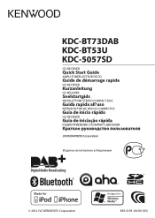 Kenwood KDC-BT73DAB Quick Start Guide 1