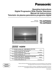 Panasonic TH42PD60X 42' Sd Pdp Tv W/atsc - Spanish