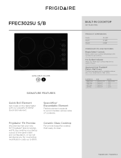Frigidaire FFEC3025UB Product Specifications Sheet