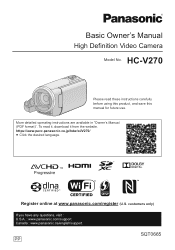 Panasonic HC-V270 Basic Owners Manual