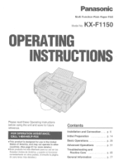 Panasonic KXF1150 KXF1150 User Guide