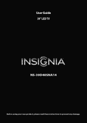 Insignia NS-39D40SNA14 User Manual (English)