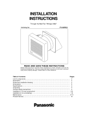 Panasonic FV-08WQ1 FV-08WQ1 Owner's Manual (English)