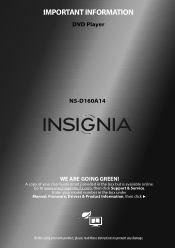 Insignia NS-D160A14 Important Information (English)