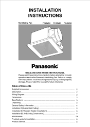 Panasonic FV20VQ3 Installation Instructions