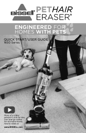 Bissell Pet Hair Eraser Upright Vacuum 1650A User Guide - English