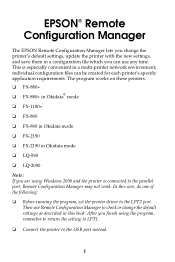 Epson FX 890 User Manual - Remote Configuration Manager