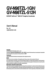 Gigabyte GV-N98TZL-512H Manual