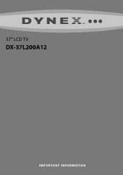 Dynex DX-37L200A12 Important Information (English)