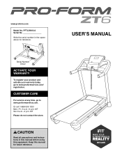 ProForm Zt6 Treadmill English Manual