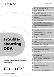 Sony PEG-NZ90 Troubleshooting Q&A