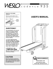 Weslo Cadence 935 Treadmill Canadian English Manual