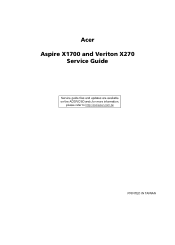Acer AX1700-U3700A Aspire X1700 / Veriton X270 Service Guide
