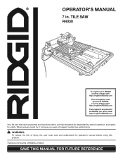 Ridgid R4030 Operation Manual