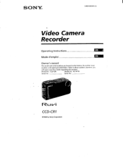 Sony CCD-CR1 Operating Instructions  (primary manual)
