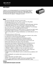 Sony HDR-TD20V Marketing Specifications