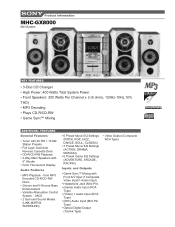 Sony MHC-GX8000 Marketing Specifications