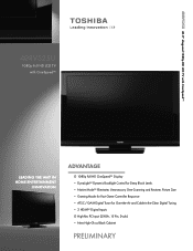 Toshiba 40RV525U Printable Spec Sheet