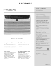 Frigidaire FFRE2533U2 Product Specifications Sheet