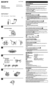 Sony MDR-EX86LP Operating Instructions