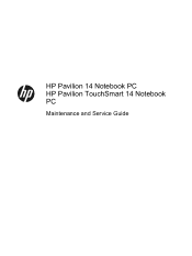 HP Pavilion 14z-n100 HP Pavilion 14 Notebook PC HP Pavilion TouchSmart 14 Notebook PC - Maintenance and Service Guide