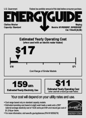 Maytag MVWB980BG Energy Guide