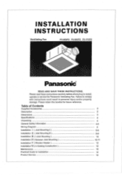 Panasonic FV08VF2 Installation Instructions