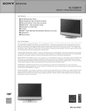 Sony KLV-S26A10W Product Specifications