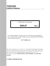 Toshiba 42HL67 Service Manual