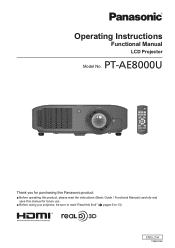 Panasonic Full HD 3D Home Theater Projector Operating Instructions