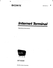 Sony INT-W200 Operating Instructions