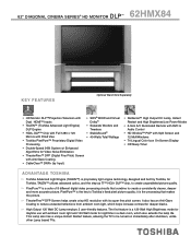 Toshiba 62HMX84 Printable Spec Sheet