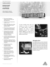 Behringer AMP800 Product Information Document