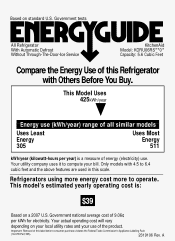 KitchenAid KORU06RSSS Energy Guide