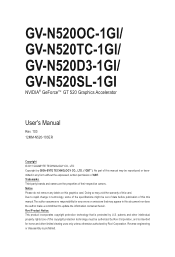 Gigabyte GV-N520SL-1GI Manual