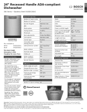 Bosch SGE53C55UC Product Specification Sheet