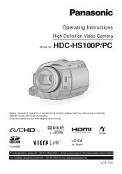 Panasonic HDCHS100P Hd Video Camera - Multi Language