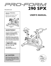 ProForm 290 Spx Bike English Manual