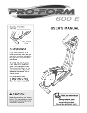 ProForm 600e Elliptical English Manual