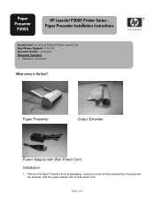 HP P3005 HP LaserJet P3005 Printer Series - Paper Presenter Installation Instructions