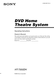Sony HT-7000DH Operating Instructions (HT-7000DH)