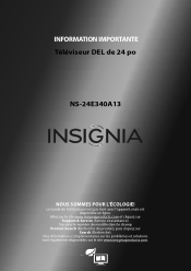 Insignia NS-24E340A13 Important Information (French)