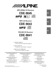 Alpine CDE-9841 Owners Manual