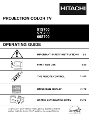 Hitachi 65S700 Owners Guide