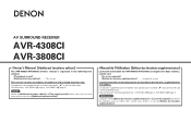 Denon AVR 4308CI Owners Manual - English