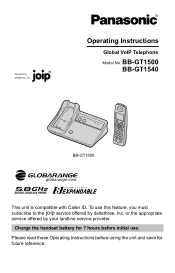 Panasonic BB-GT150 Operating Instructions