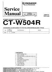 Pioneer CT-W404R Service Manual