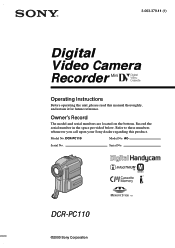Sony DCRPC110 Operating Instructions