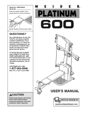 Weider Platinum 600 User Manual